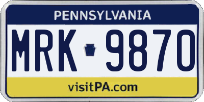 PA license plate MRK9870