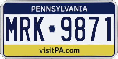 PA license plate MRK9871