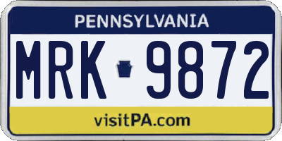 PA license plate MRK9872