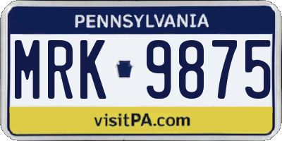 PA license plate MRK9875