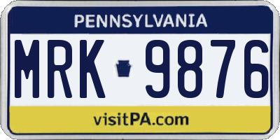 PA license plate MRK9876