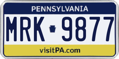 PA license plate MRK9877