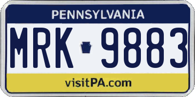 PA license plate MRK9883