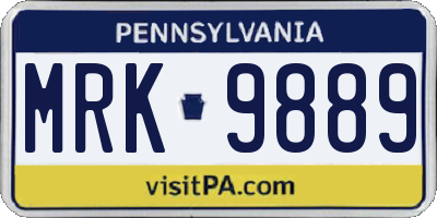 PA license plate MRK9889