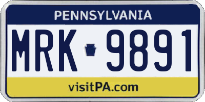 PA license plate MRK9891