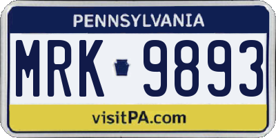 PA license plate MRK9893