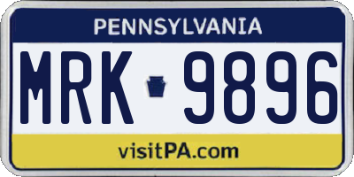 PA license plate MRK9896