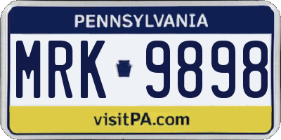 PA license plate MRK9898