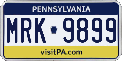PA license plate MRK9899
