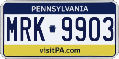 PA license plate MRK9903