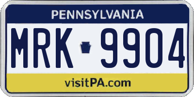 PA license plate MRK9904