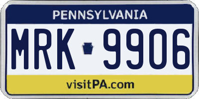 PA license plate MRK9906