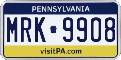 PA license plate MRK9908