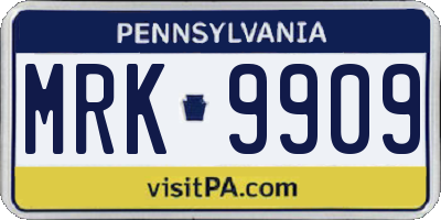 PA license plate MRK9909