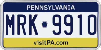 PA license plate MRK9910