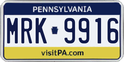 PA license plate MRK9916