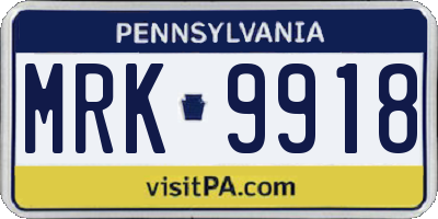 PA license plate MRK9918