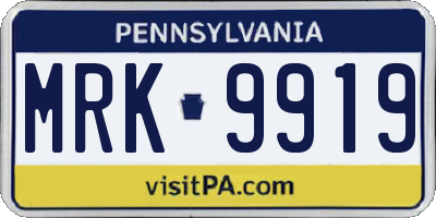 PA license plate MRK9919