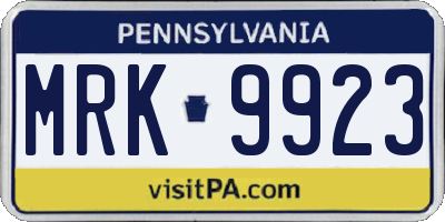 PA license plate MRK9923