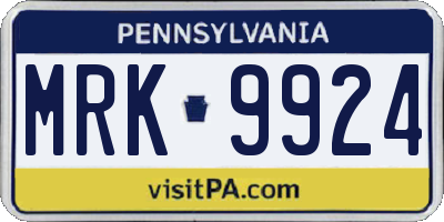PA license plate MRK9924