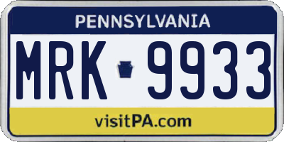 PA license plate MRK9933