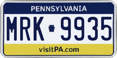 PA license plate MRK9935