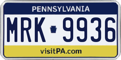PA license plate MRK9936