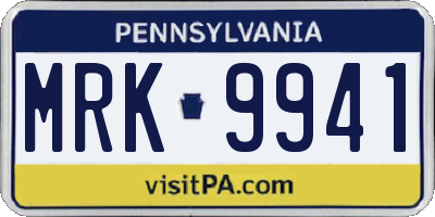 PA license plate MRK9941