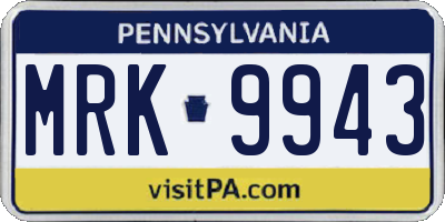 PA license plate MRK9943