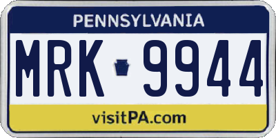 PA license plate MRK9944