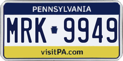PA license plate MRK9949
