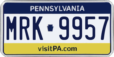 PA license plate MRK9957