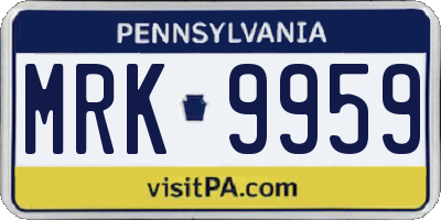 PA license plate MRK9959