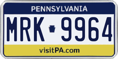 PA license plate MRK9964
