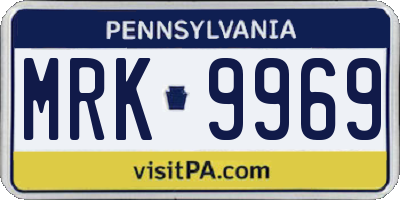PA license plate MRK9969