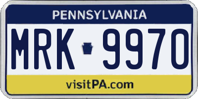 PA license plate MRK9970