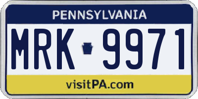 PA license plate MRK9971
