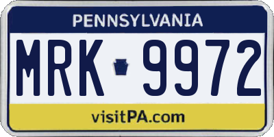 PA license plate MRK9972
