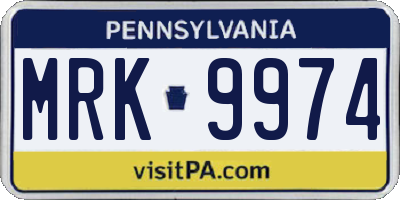 PA license plate MRK9974