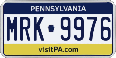 PA license plate MRK9976
