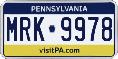 PA license plate MRK9978