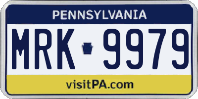 PA license plate MRK9979
