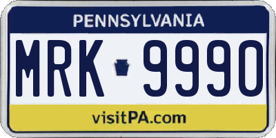 PA license plate MRK9990