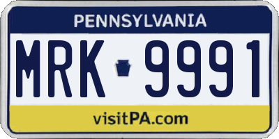 PA license plate MRK9991