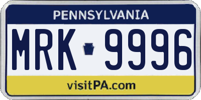 PA license plate MRK9996