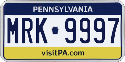 PA license plate MRK9997
