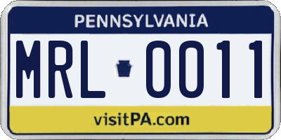 PA license plate MRL0011