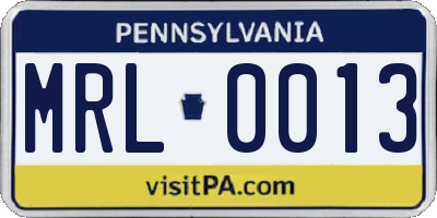 PA license plate MRL0013