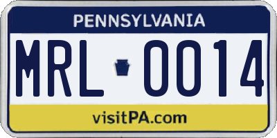 PA license plate MRL0014