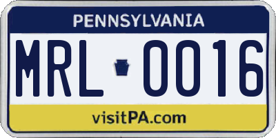 PA license plate MRL0016